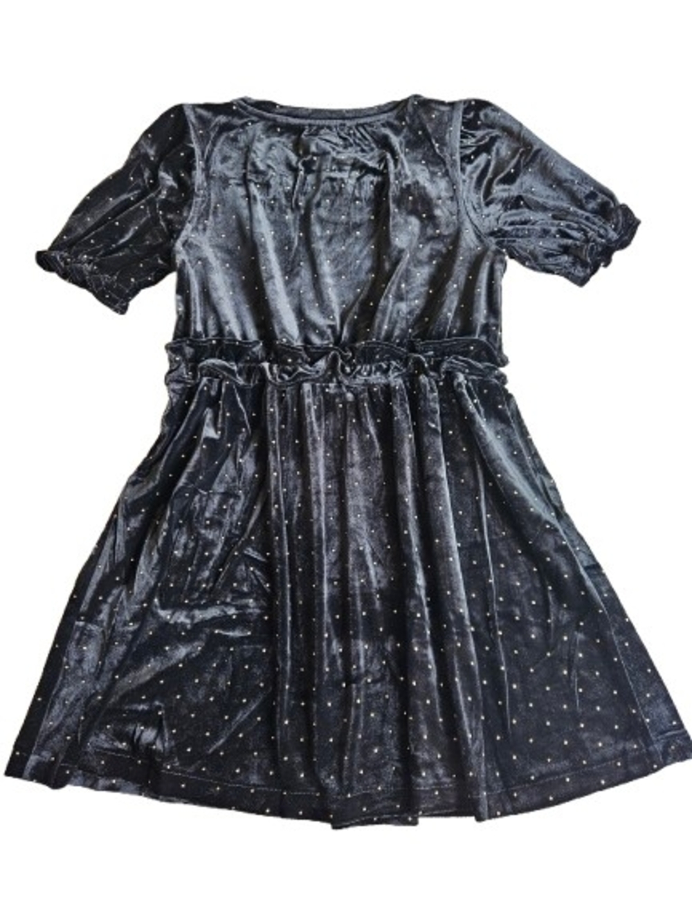 Crewcuts Girls Velvet Tiered Dress With Gold Studs, 8, Black/ Gold - Picture 5 of 9